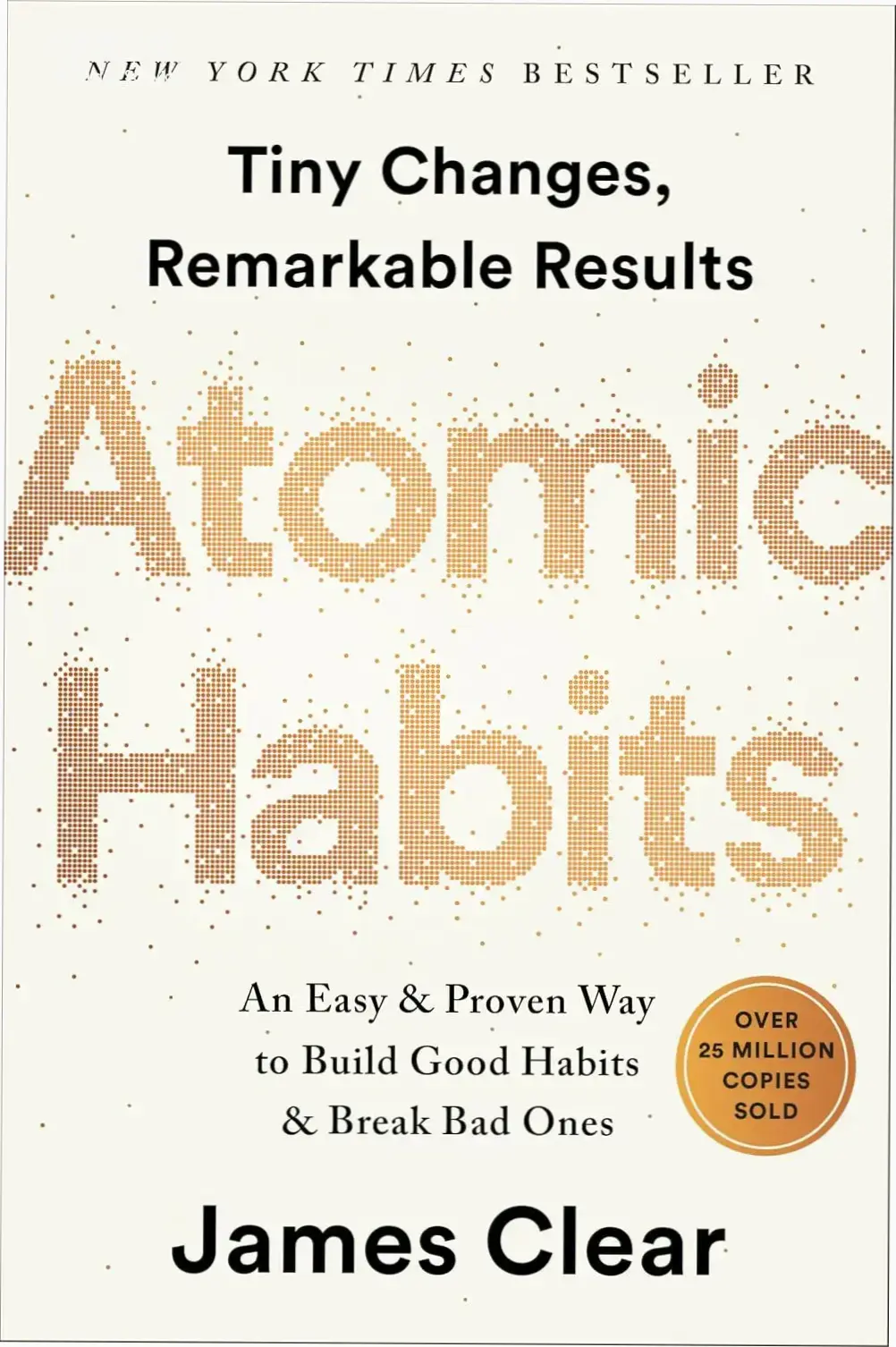 Capa do livro Atomic Habits com destaque para o título, simbolizando transformação e disciplina