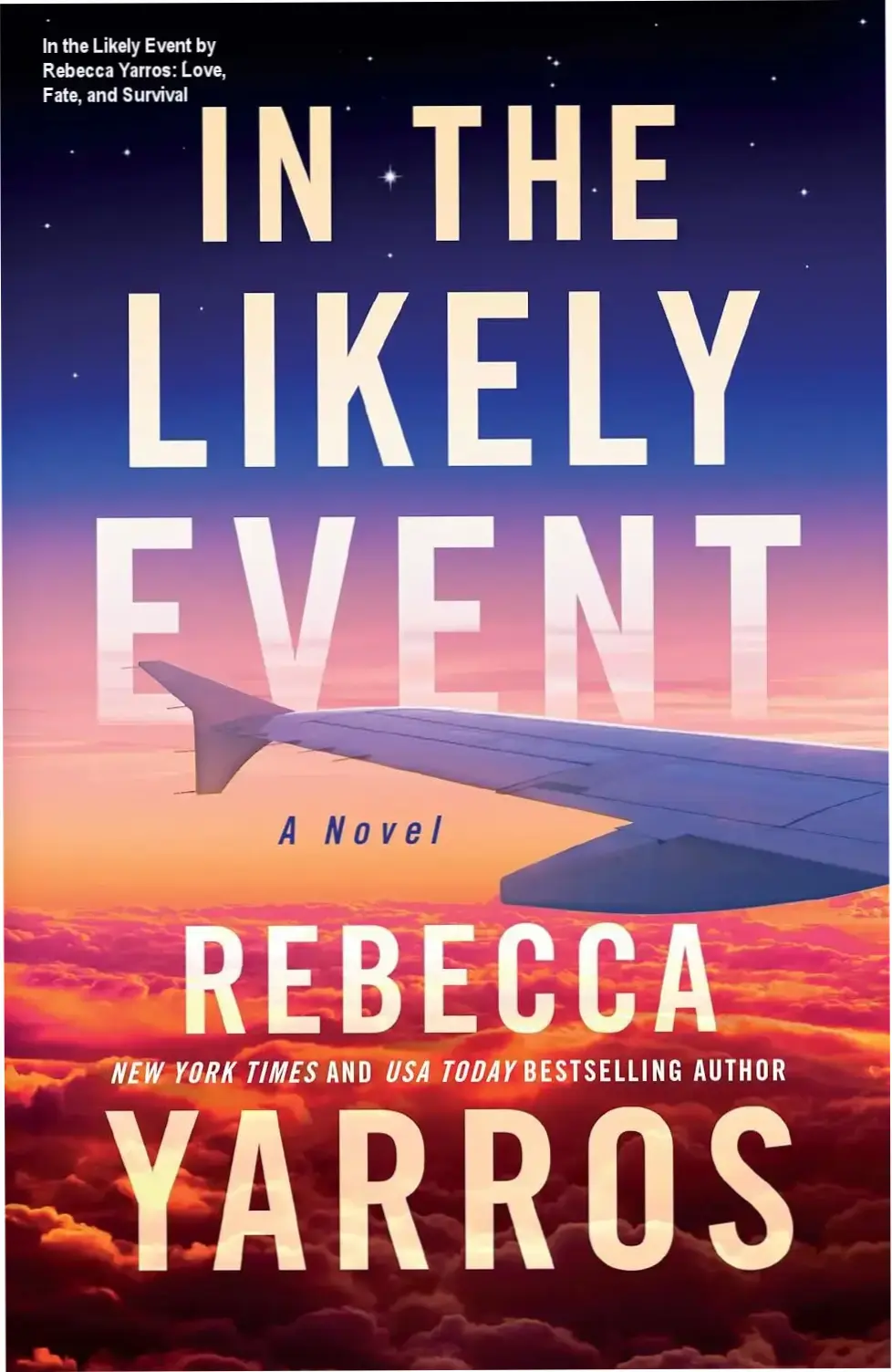 An illustrated emotional moment between a man and woman during a plane crash scenario, symbolizing the book's themes of fate and survival.