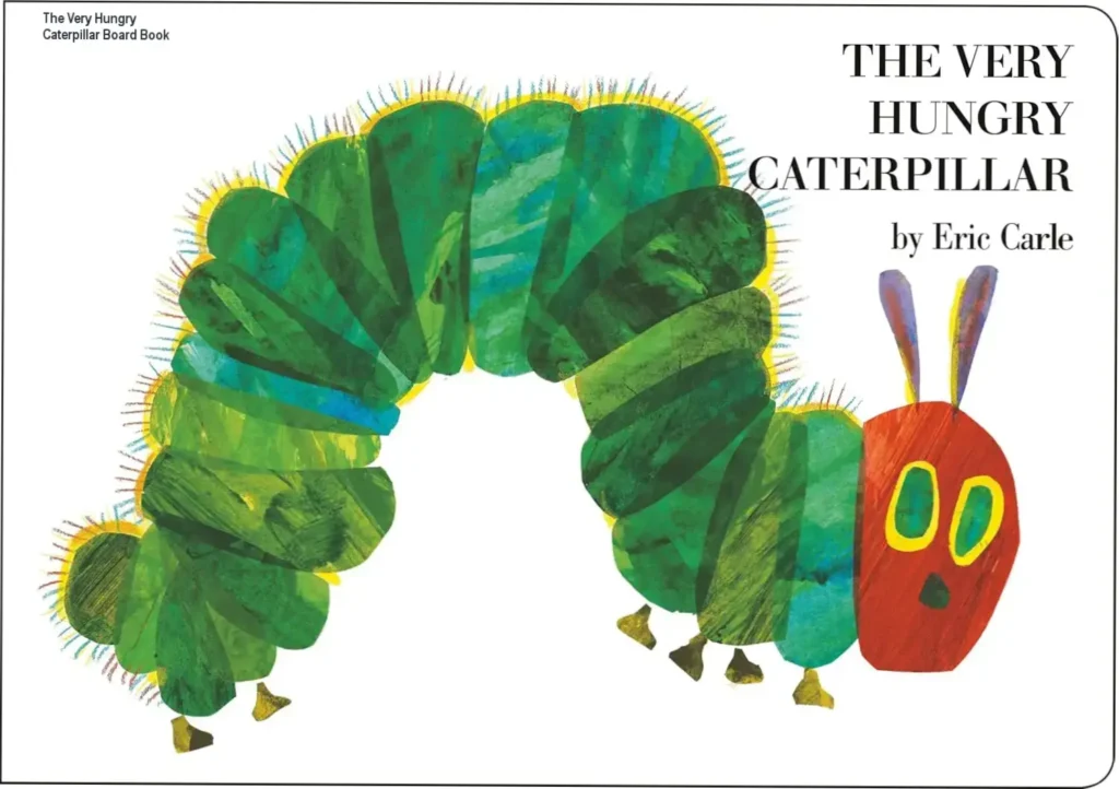 Colorful board book of The Very Hungry Caterpillar with interactive die-cut pages