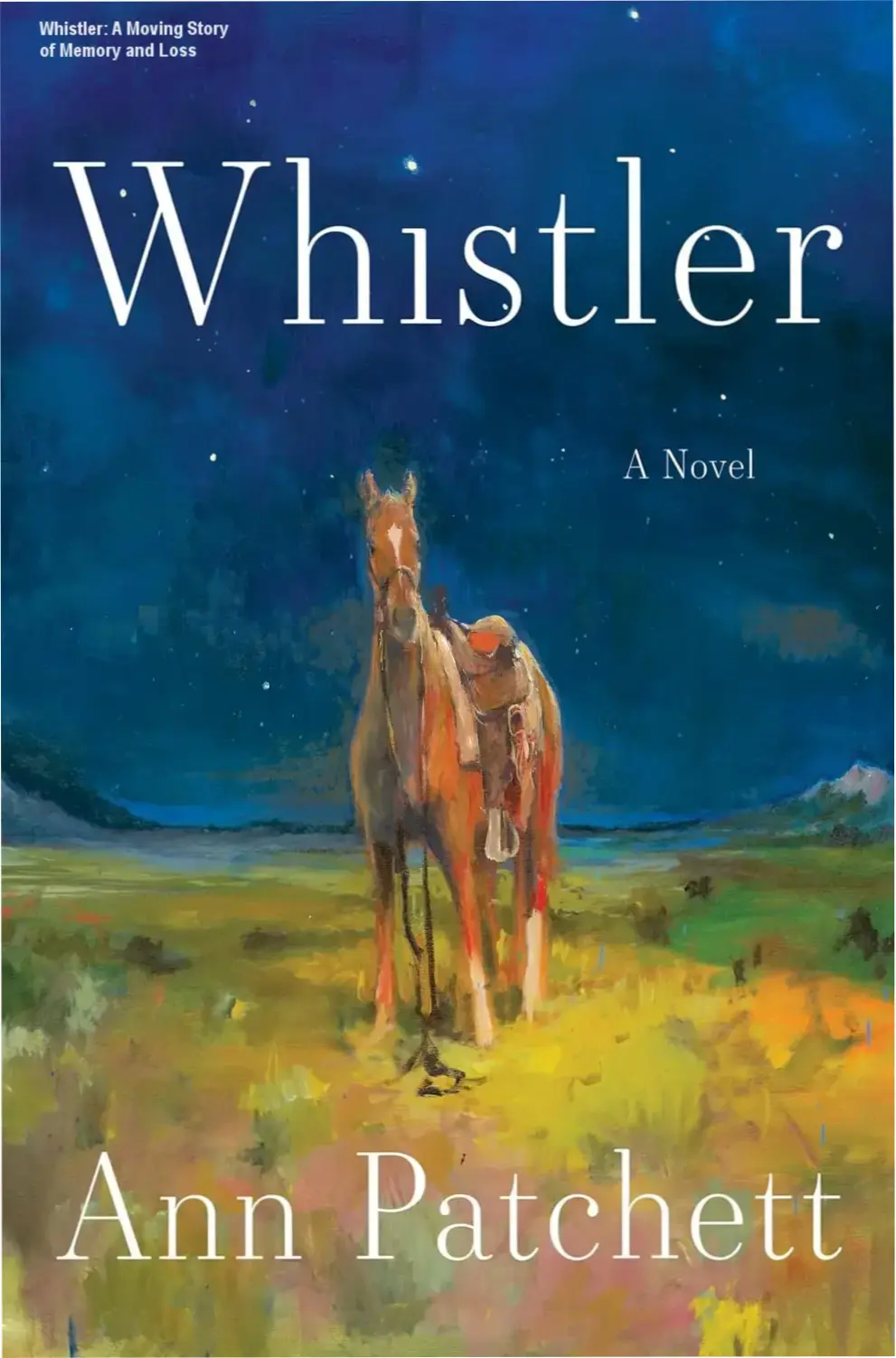 Cover art for Whistler: A Novel by Ann Patchett showing an emotional reunion scene
