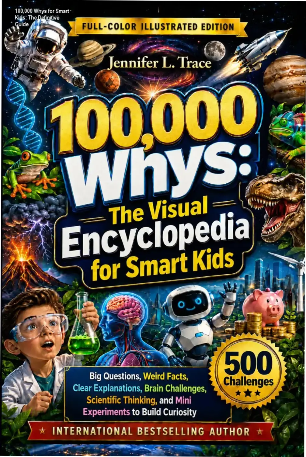 100,000 Whys for Smart Kids visual encyclopedia cover showcasing educational themes