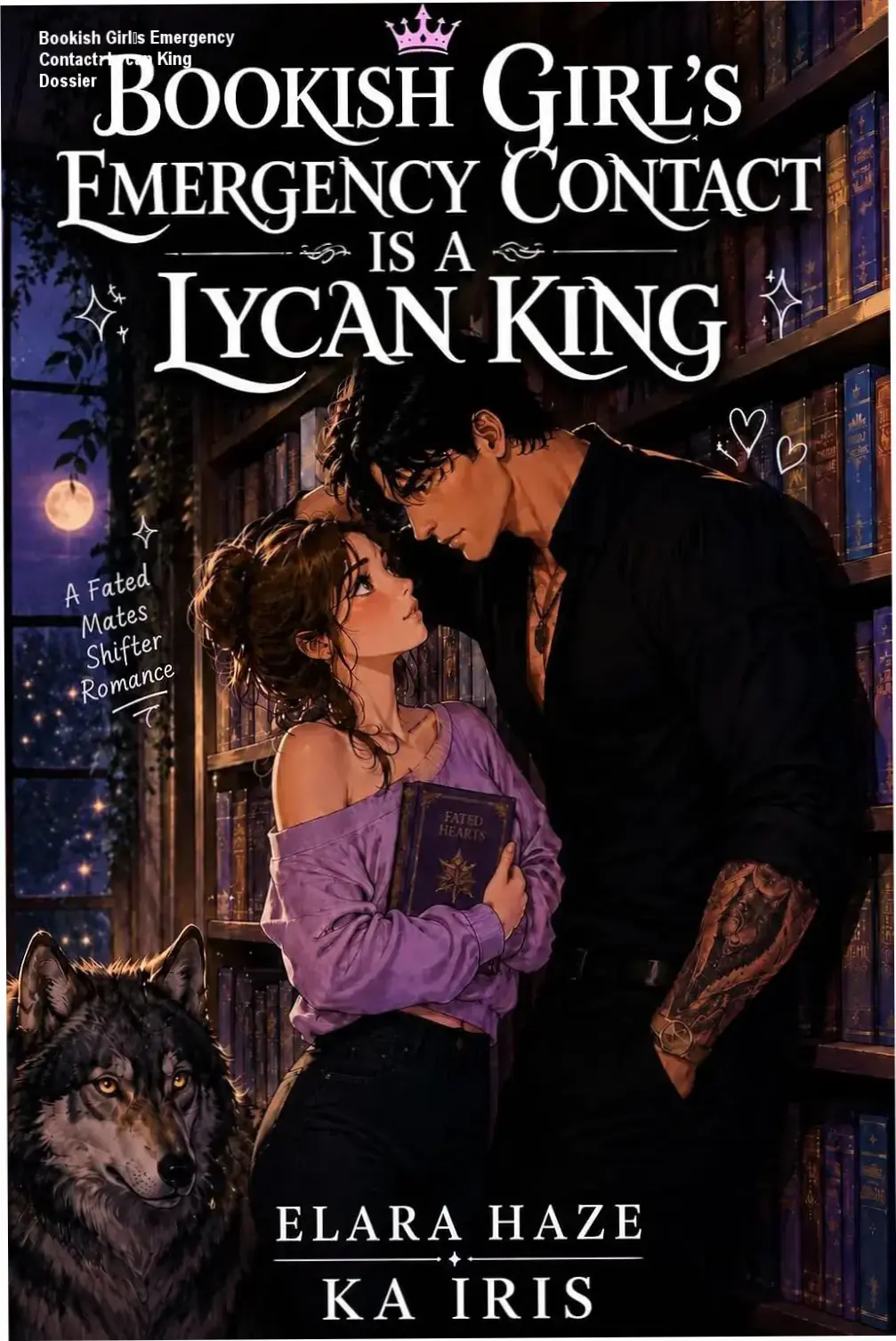 Cover art for Bookish Girl’s Emergency Contact Is a Lycan King by Elara Haze and KA Iris