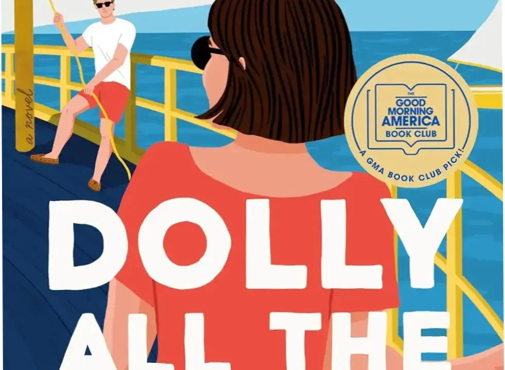 Kindle cover of 'Dolly All the Time' with a seaside couple beneath a sunset