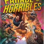 A digital cover art depicting a corrupted racing track with glitches and shadowy figures lurking in the background.