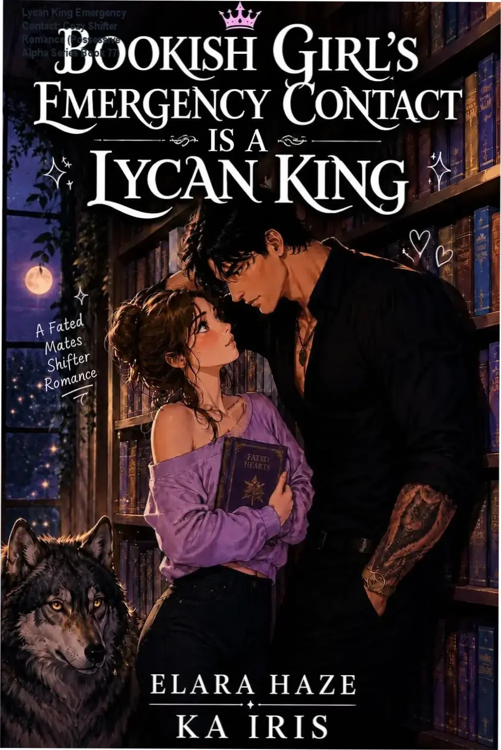 Lycan King and human couple staring at each other through a rain-spattered window