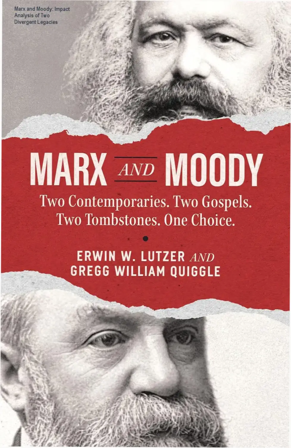 Book cover of Marx and Moody contrasting Marxist ideology with the Christian Gospel