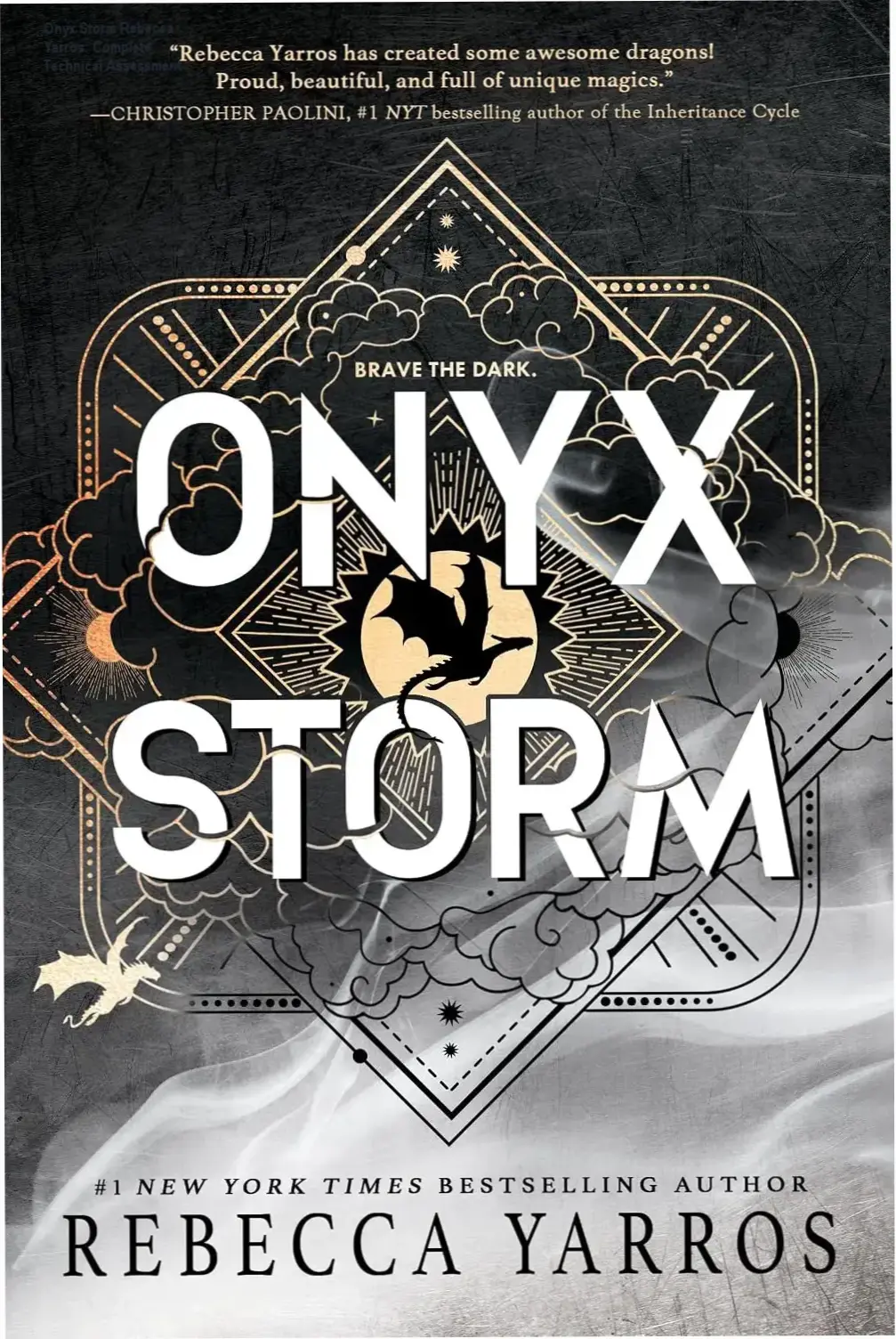 Cover art and digital edition of Onyx Storm by Rebecca Yarros from the Empyrean series