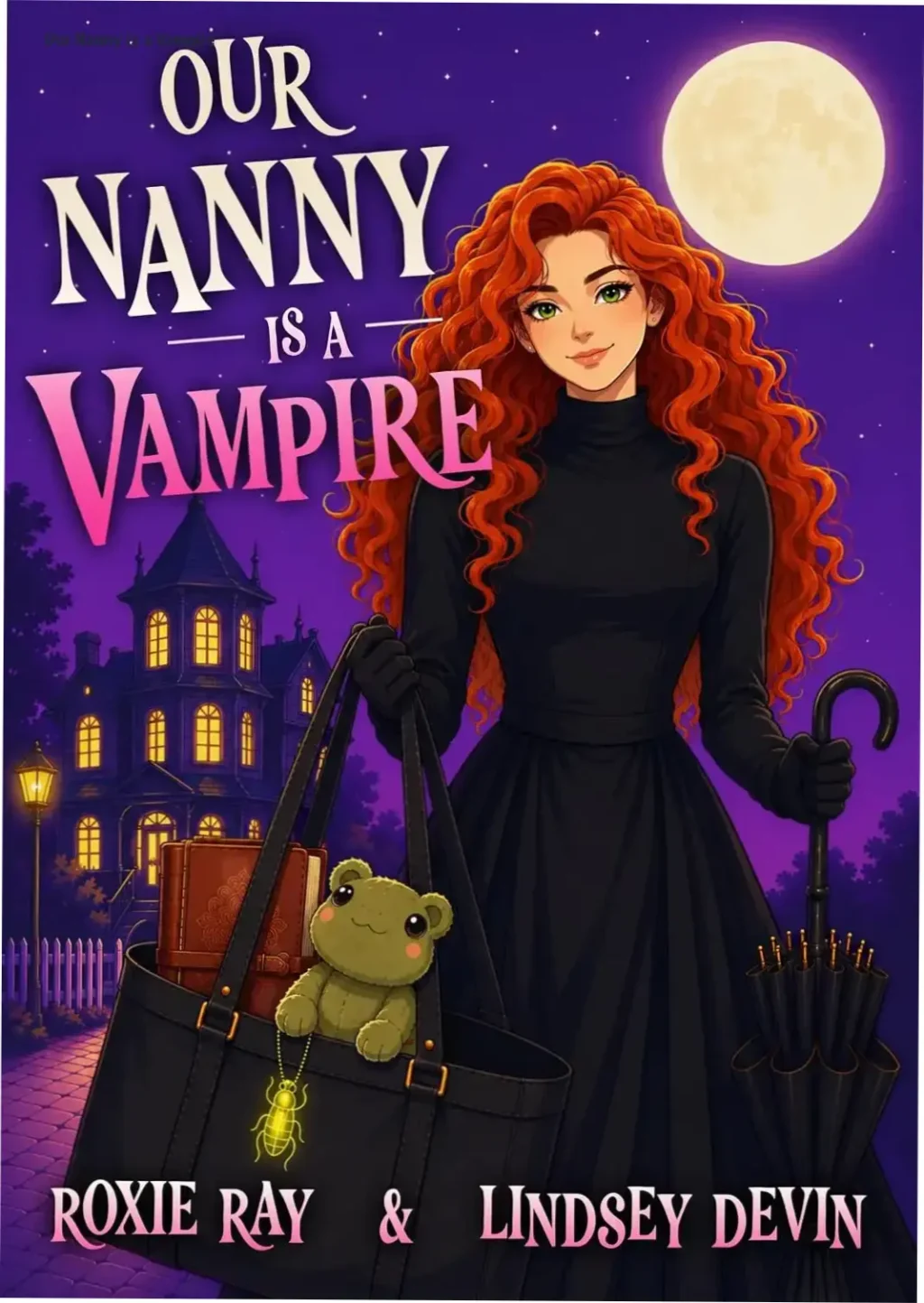 Eerie cover art of a vampire nanny with a warm, mysterious aura