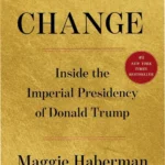 Bookshelf with printed hardcover and digital edition covers of Regime Change showing title on binding and eBook display on smartphone screen