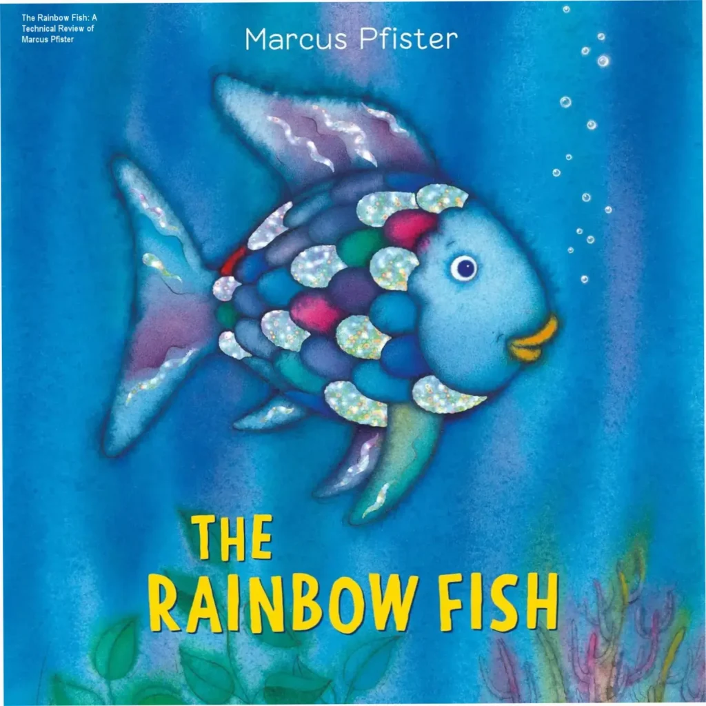 The Rainbow Fish board book featuring vibrant foil stamping and shimmering scales for toddlers