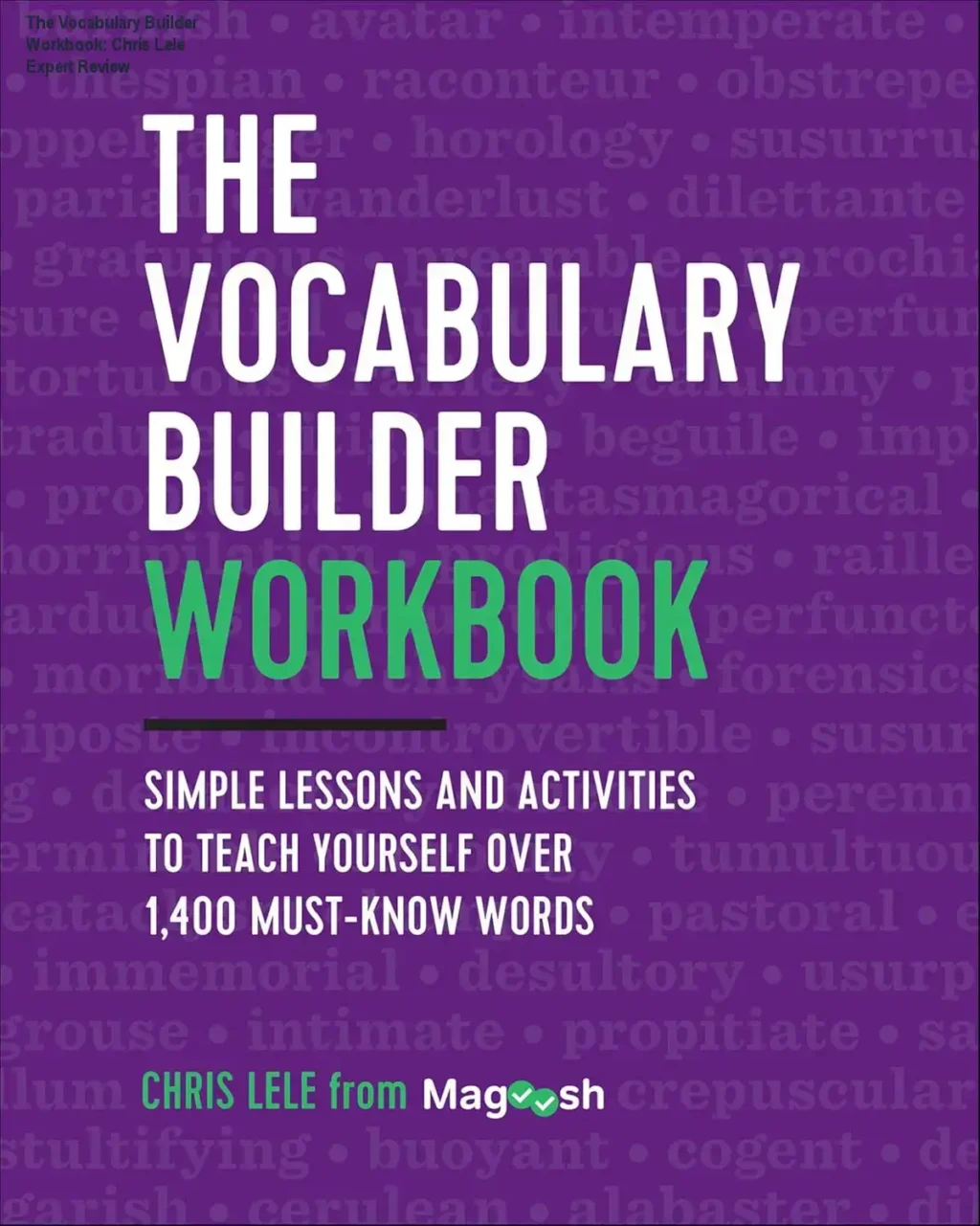 The Vocabulary Builder Workbook by Chris Lele showing educational activities and lessons
