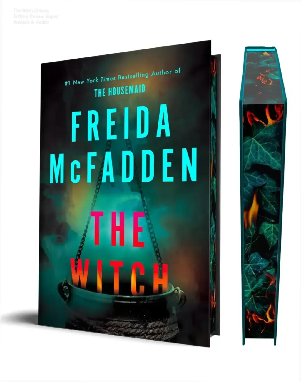 Freida McFadden The Witch Deluxe Edition hardcover book cover on wooden table