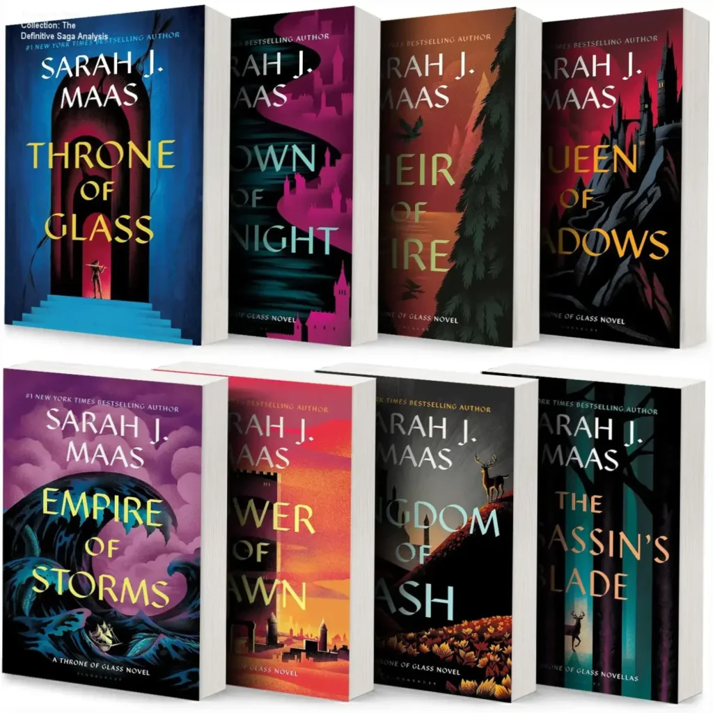 The complete Throne of Glass 8-book collection set by Sarah J. Maas featuring all fantasy novels