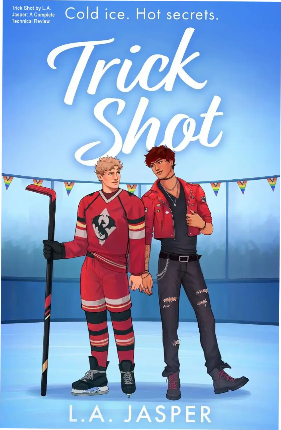 Book cover of Trick Shot by L.A. Jasper featuring a high-tension M/M romance theme