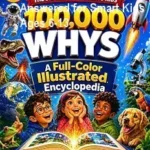 Vibrant educational book cover with colorful icons of space, animals, and human body