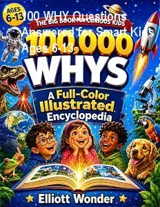 Vibrant educational book cover with colorful icons of space, animals, and human body