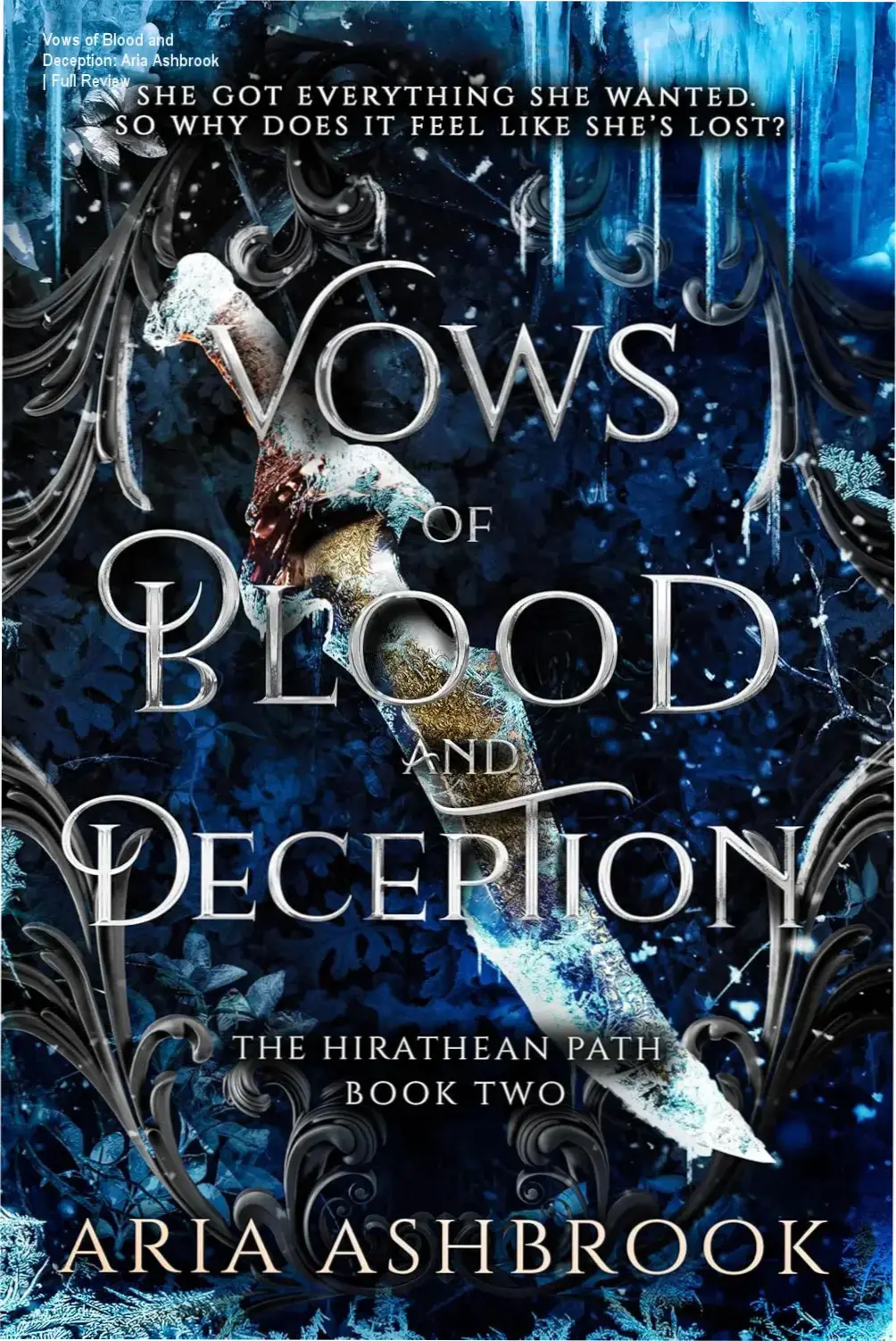 Cover art of Vows of Blood and Deception by Aria Ashbrook featuring dark fantasy elements