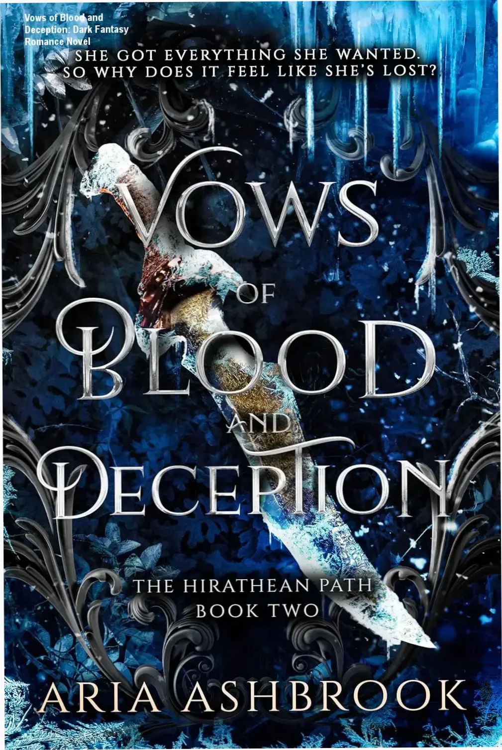 Romance novel cover featuring a fiery-haired heroine and a brooding knight against a dark castle backdrop