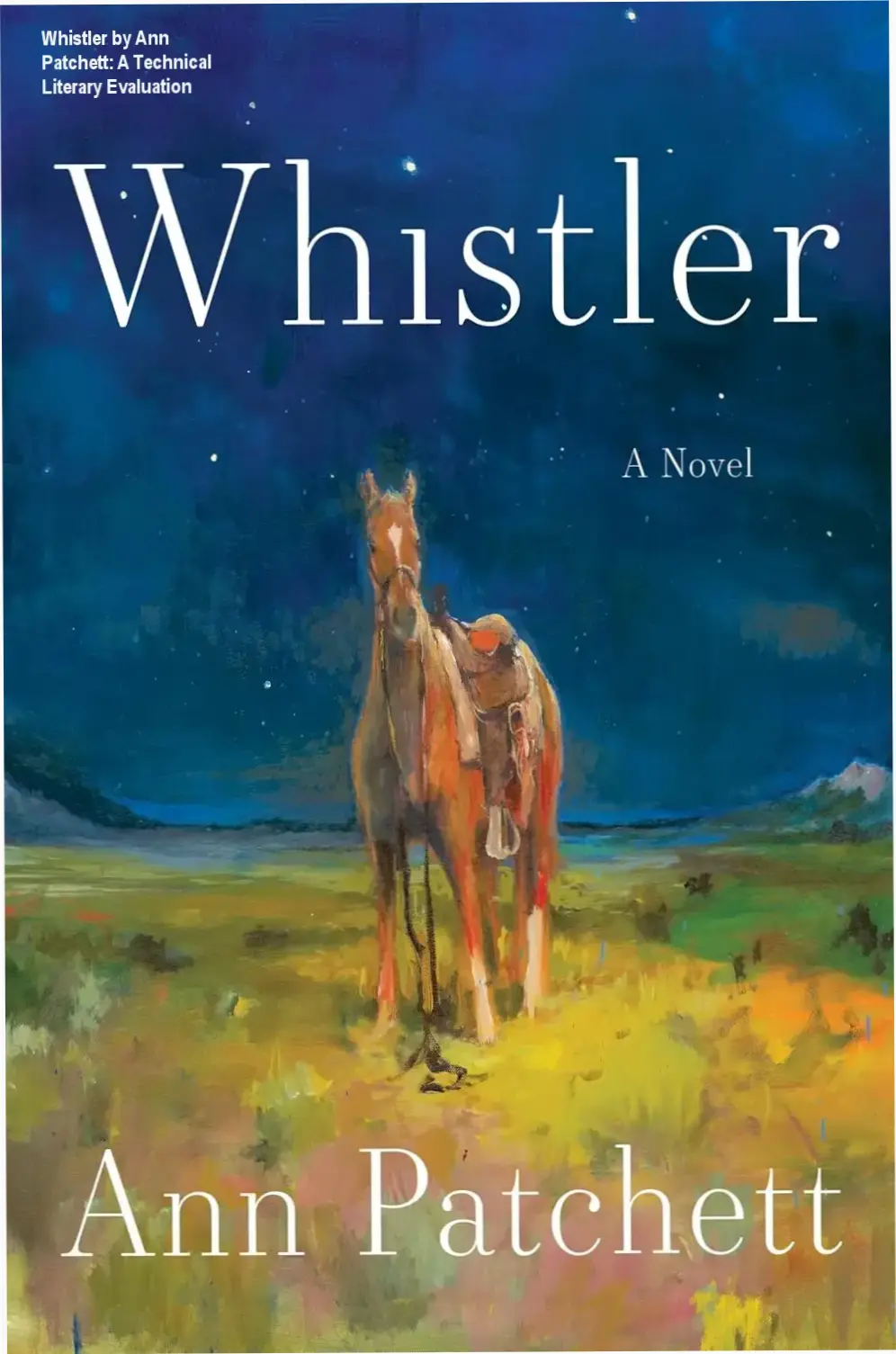 Digital edition of the novel Whistler by Ann Patchett displayed on a high-end e-reader